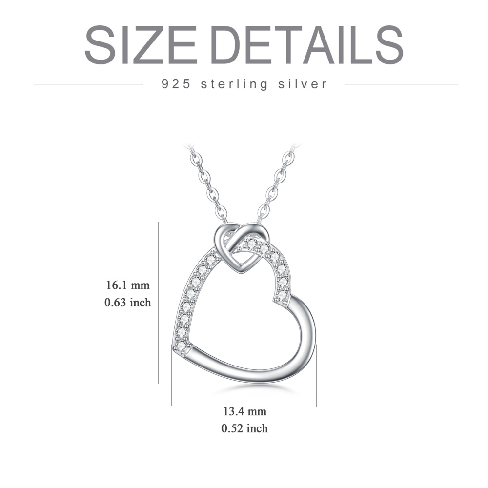 Collar con colgante de moissanita en forma de corazón de oro blanco de 14 quilates para mujeres y mejores amigas-6