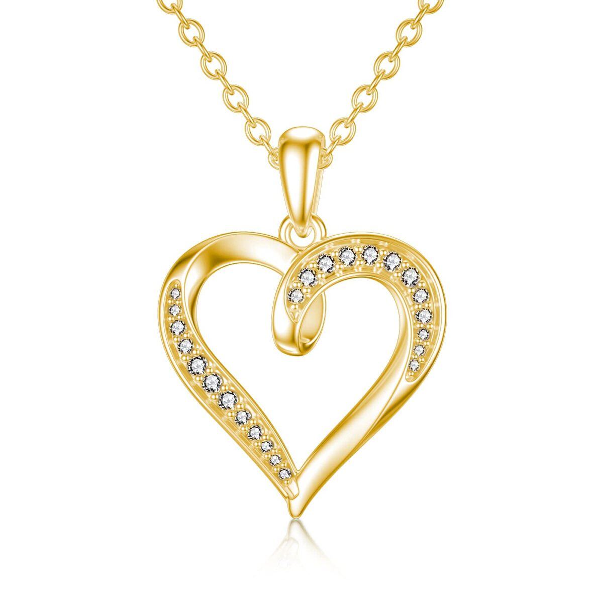 Collar Colgante Corazón Moissanite Oro Blanco 14K-1