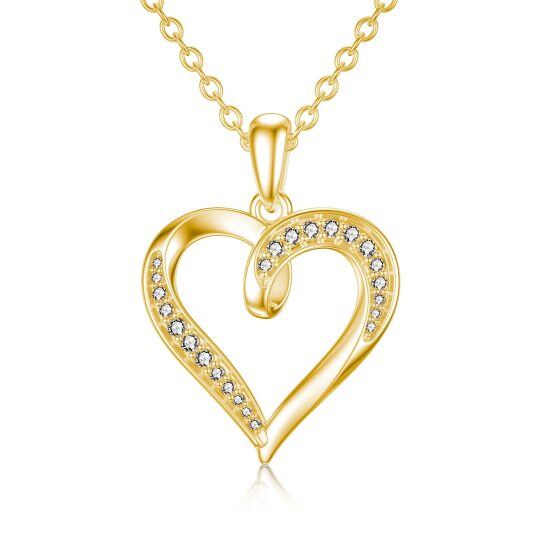 10K White Gold Moissanite Heart Pendant Necklace
