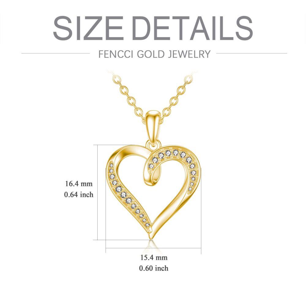 10K White Gold Moissanite Heart Pendant Necklace-5