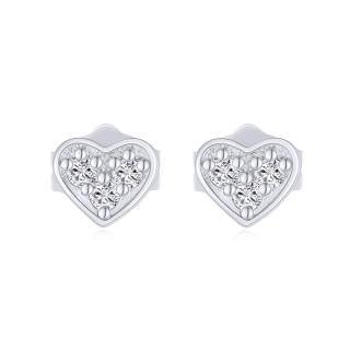 10K White Gold Moissanite Heart Stud Earrings-18