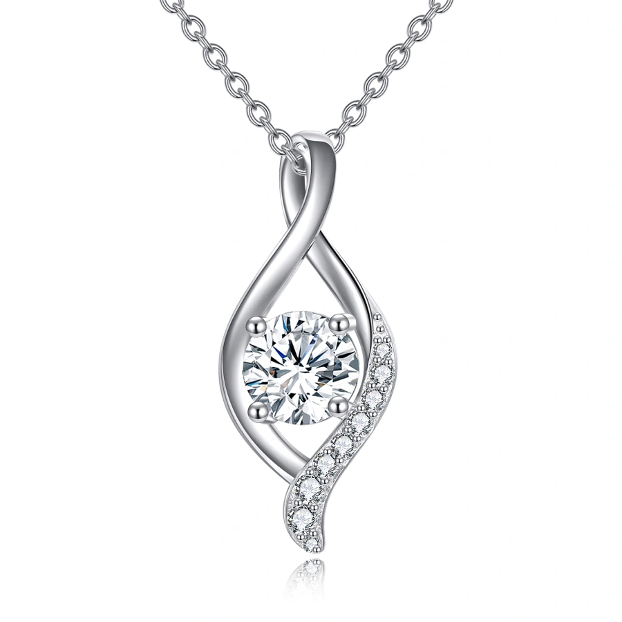 10K White Gold Moissanite Infinity Symbol Necklace for Women-1