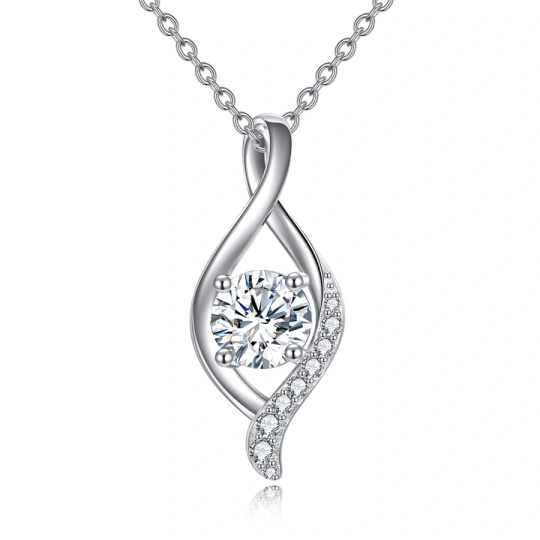 10K White Gold Moissanite Infinity Symbol Necklace for Women