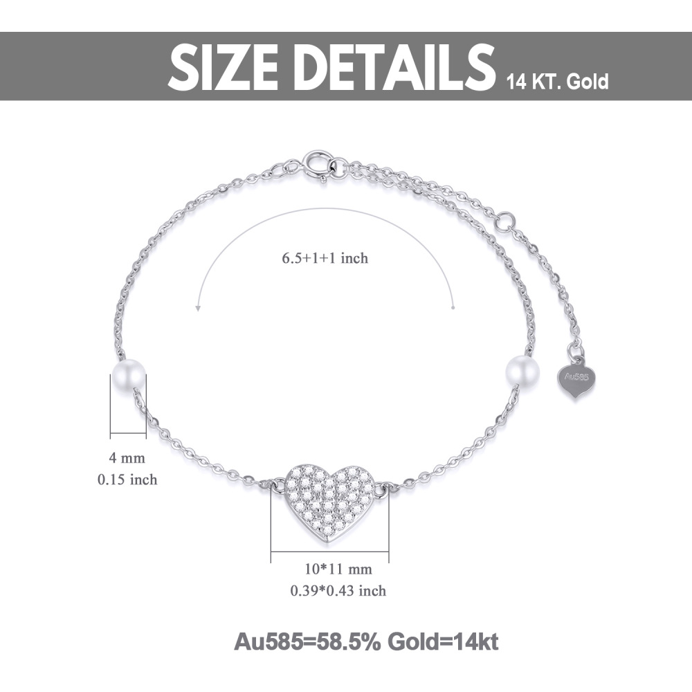 10K White Gold Moissanite & Pearl Charm Bracelet-5