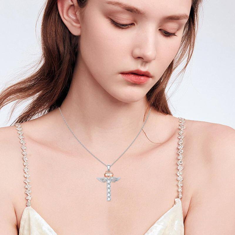 قلادة موزاييك من الذهب الأبيض عيار 14K-2