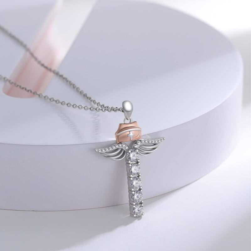 قلادة موزاييك من الذهب الأبيض عيار 14K-3