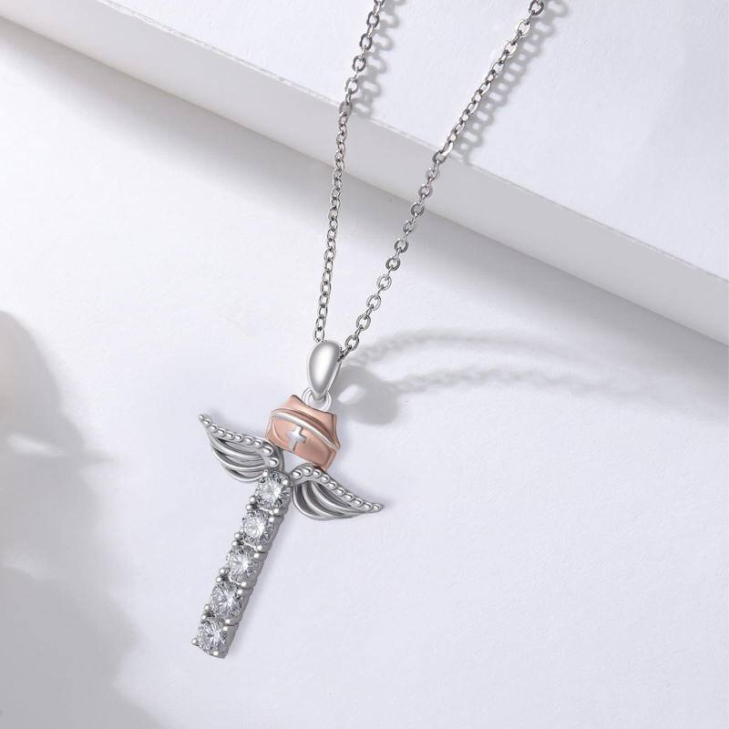 قلادة موزاييك من الذهب الأبيض عيار 14K-4