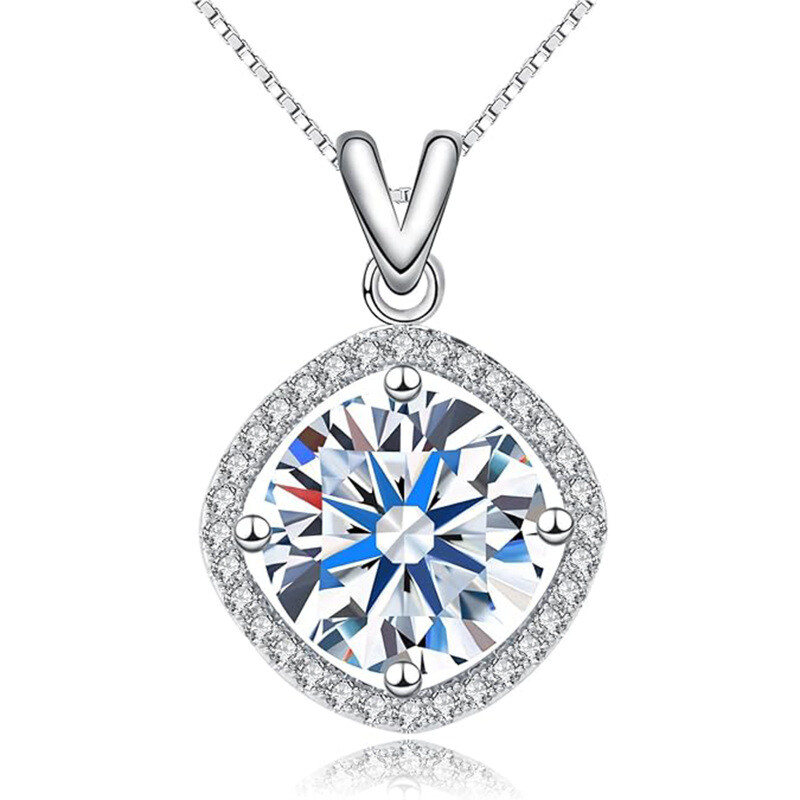 Collar colgante de moissanita en oro blanco 14K-1