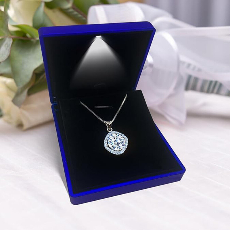 Collar colgante de moissanita en oro blanco 14K-2