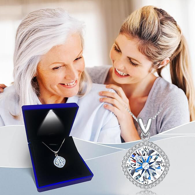 Collar colgante de moissanita en oro blanco 14K-3