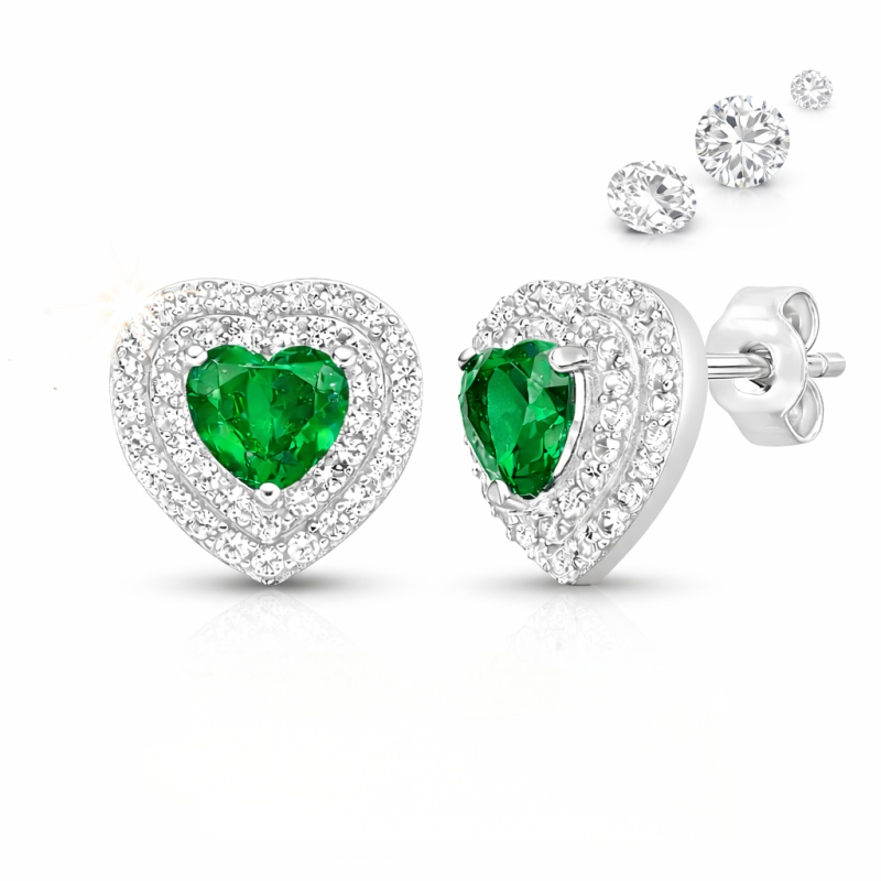 10K White Gold Moissanite Personalized Birthstone Stud Earrings-1