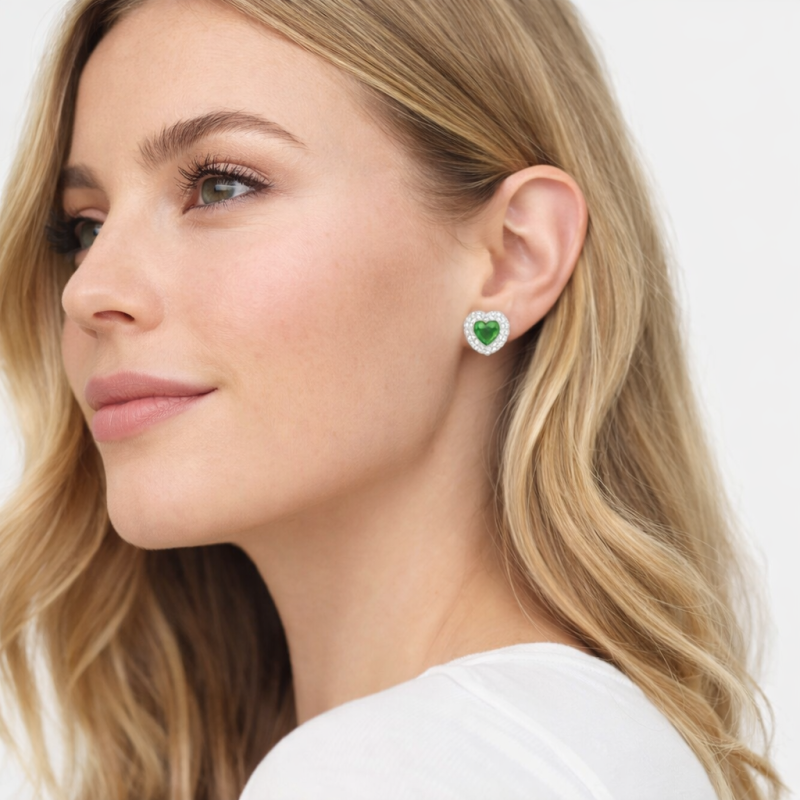 10K White Gold Moissanite Personalized Birthstone Stud Earrings-2