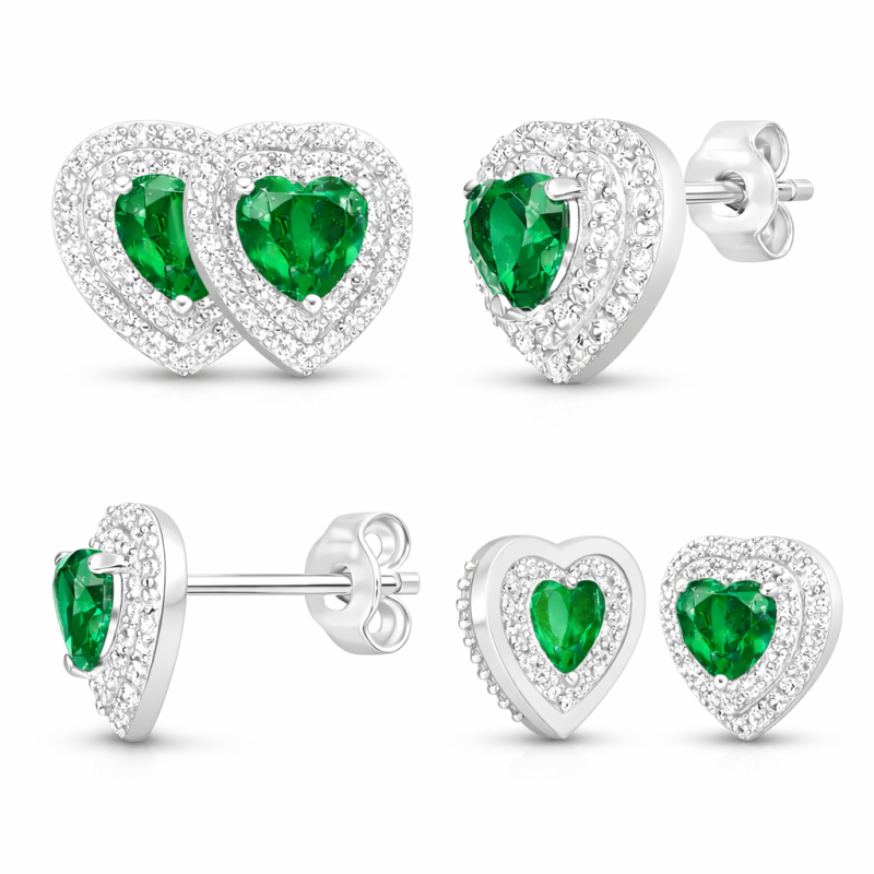 10K White Gold Moissanite Personalized Birthstone Stud Earrings-3