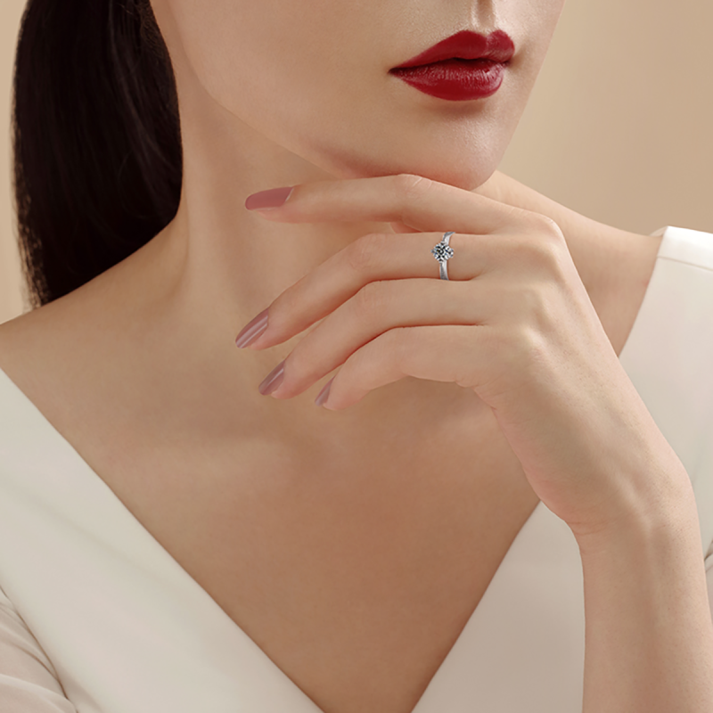 10K Rose Gold Round Cut Moissanite Engagement Ring-2