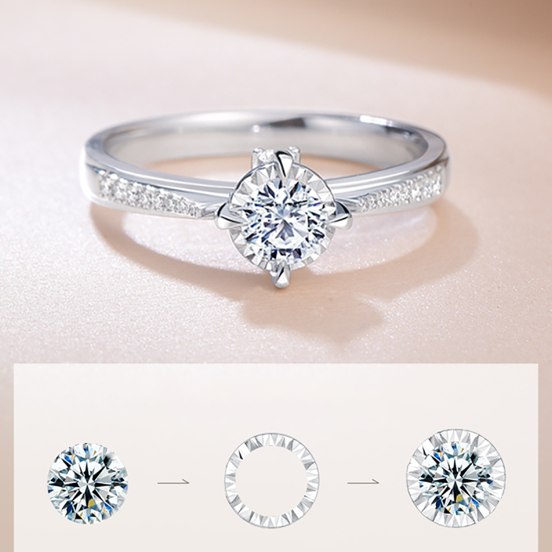 10K Rose Gold Round Cut Moissanite Engagement Ring-3