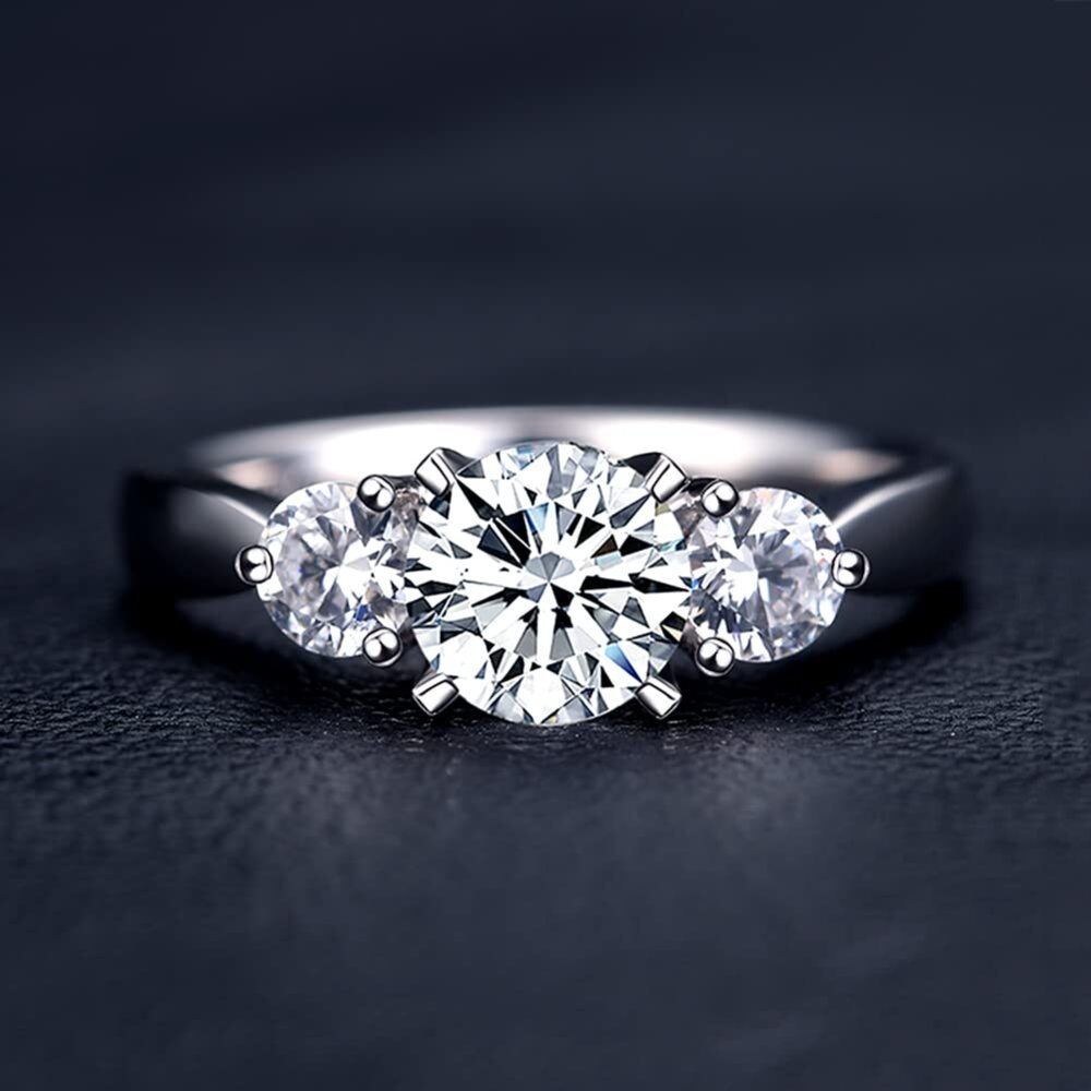 10K White Gold Moissanite Personalized Engraving Ring-3