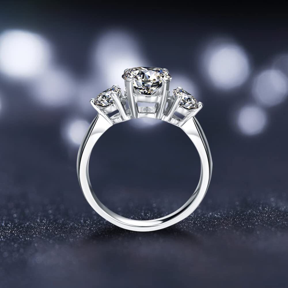 10K White Gold Moissanite Personalized Engraving Ring-4