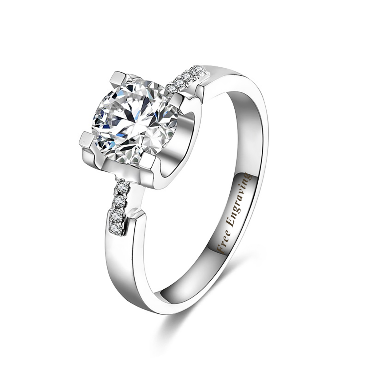 10K White Gold Moissanite Round/Spherical Engagement Ring-1