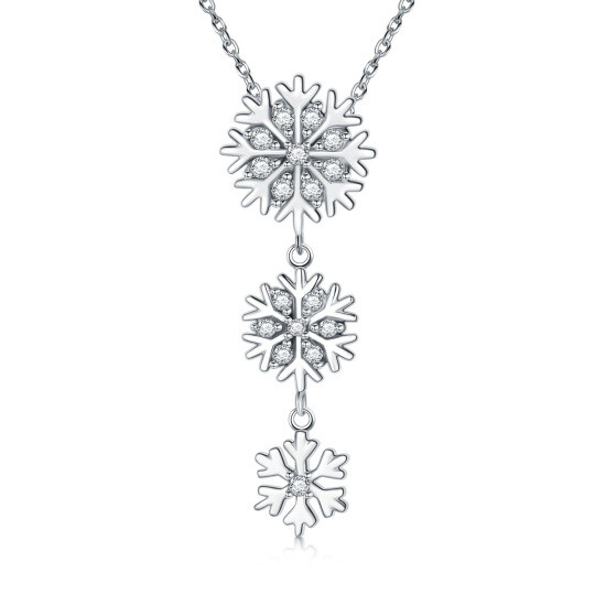 14K White Gold Moissanite Snowflake Pendant Necklace