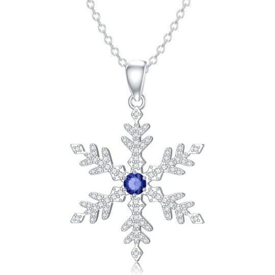 14K White Gold Moissanite Snowflake Pendant Necklace
