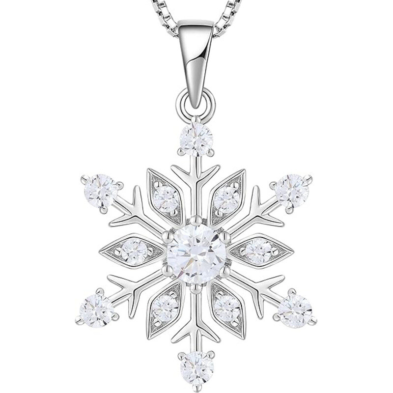 14-Karat-Weißgold-Moissanit-Schneeflocken-Anhänger-Halskette-1
