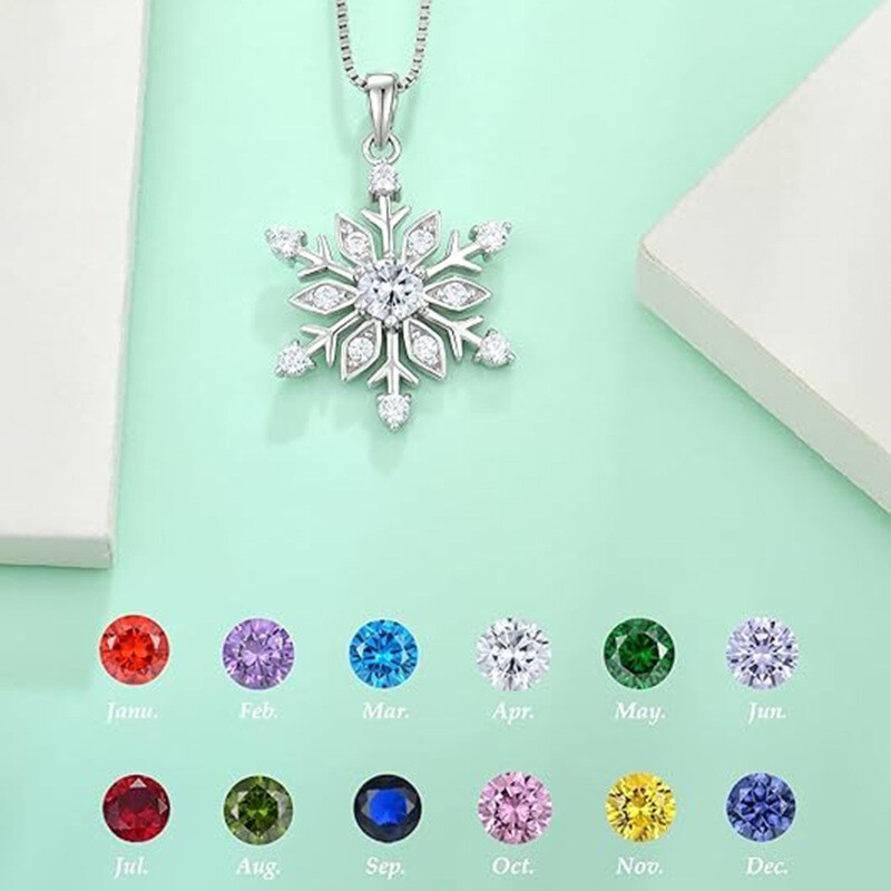 14-Karat-Weißgold-Moissanit-Schneeflocken-Anhänger-Halskette-3