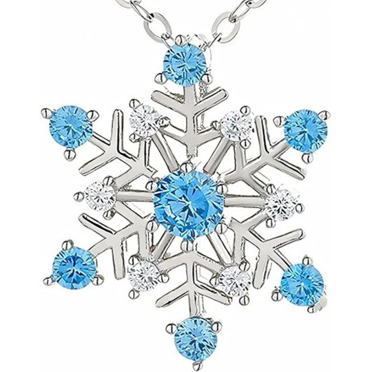 10K White Gold Moissanite Snowflake Pendant Necklace