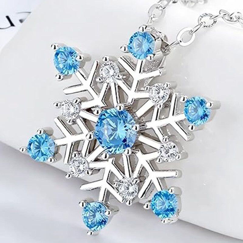 18Kホワイトゴールド モアッサナイト スノーフレークペンダントネックレス-3