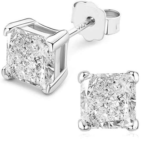 14K White Gold Moissanite Stud Earrings