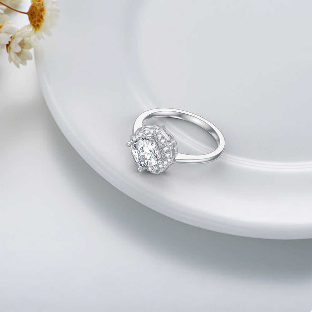 Aliança de casamento moissanite em ouro branco 10K-4