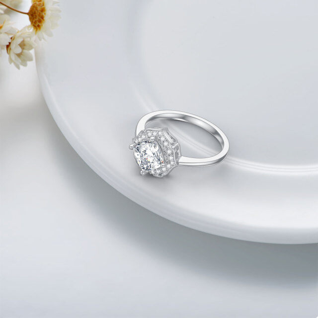 Aliança de casamento moissanite em ouro branco 14K-4