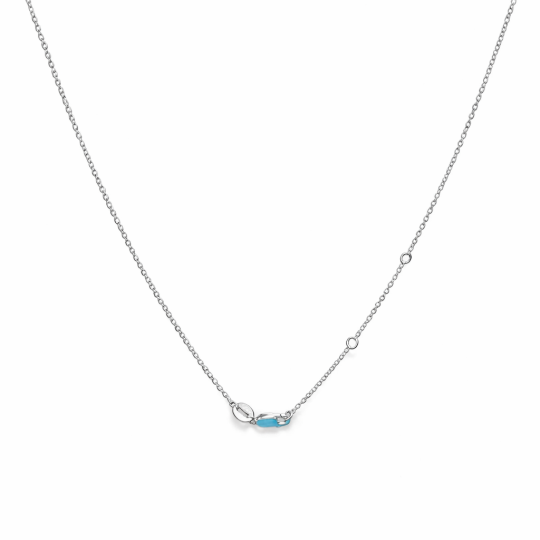 Collar de cadena de cable sin piedras, chapado en oro blanco de 14 quilates