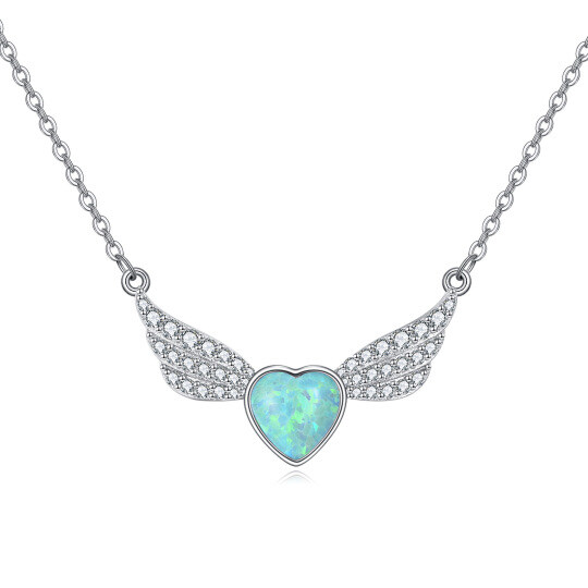 Sterlingzilveren hangerketting met kubisch zirkonia en opaalvleugel