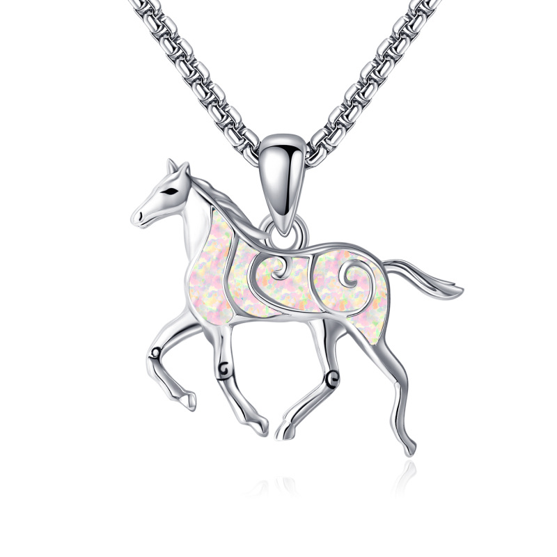 قلادة حصان من الفضة الإسترلينية مرصعة بالأوبال-1