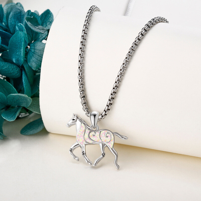 قلادة حصان من الفضة الإسترلينية مرصعة بالأوبال-3