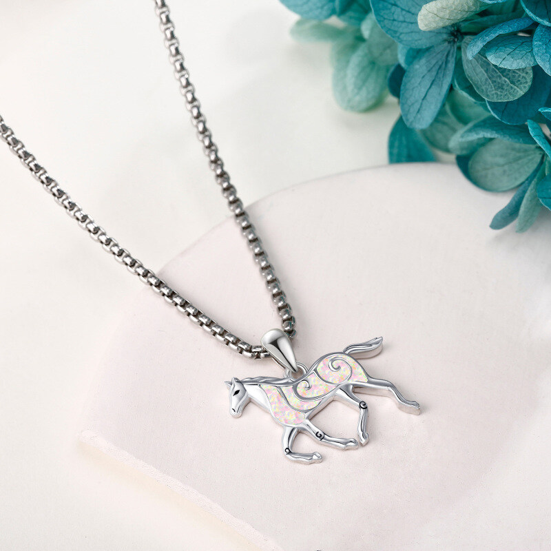 قلادة حصان من الفضة الإسترلينية مرصعة بالأوبال-4