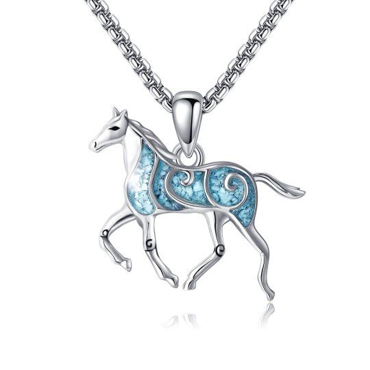 Sterling Silver Opal Horse Pendant Necklace