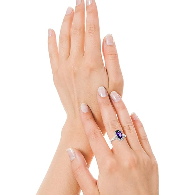 10K White Gold Oval Cut Custom Engagement Ring Gemstone Ring-3