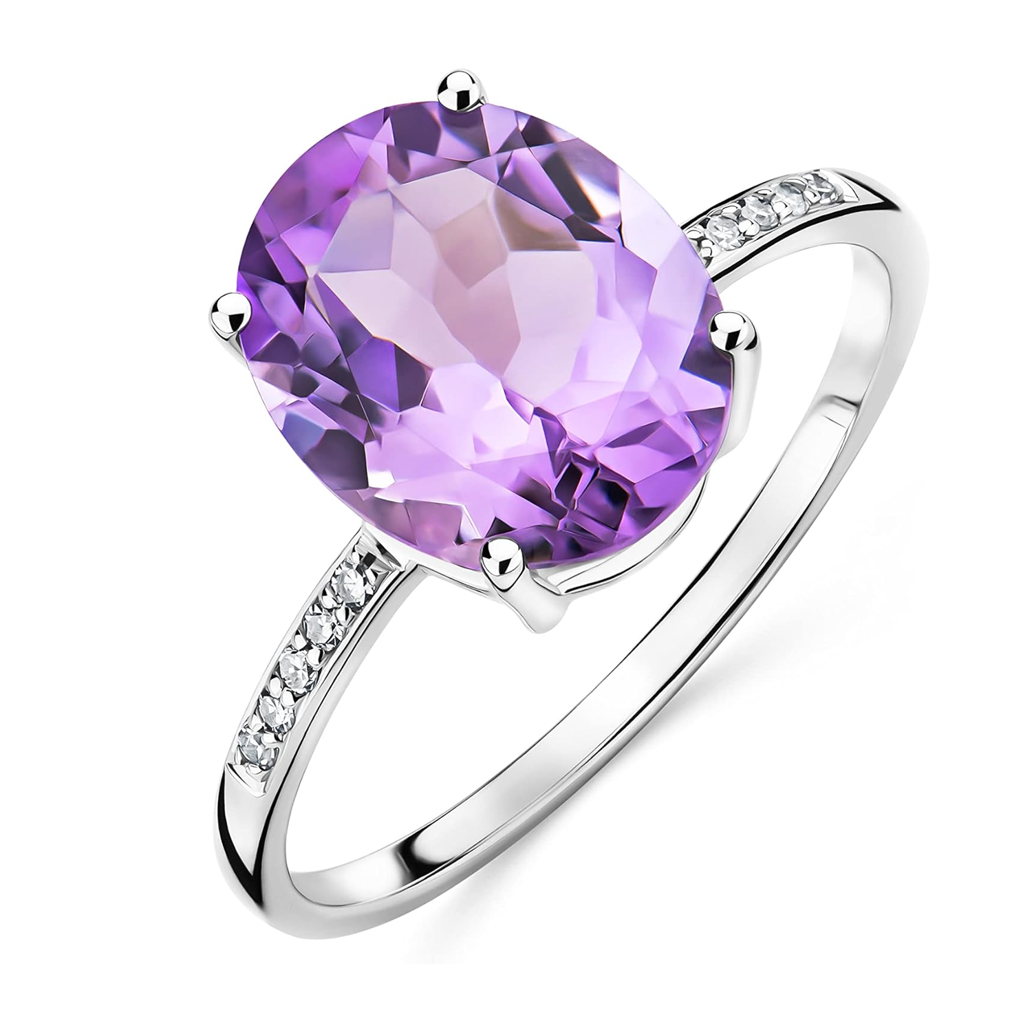 14K White Gold Oval… - image