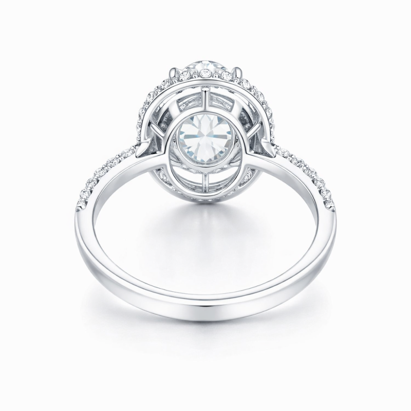 18K White Gold Oval Cut Moissanite Engagement Ring-4