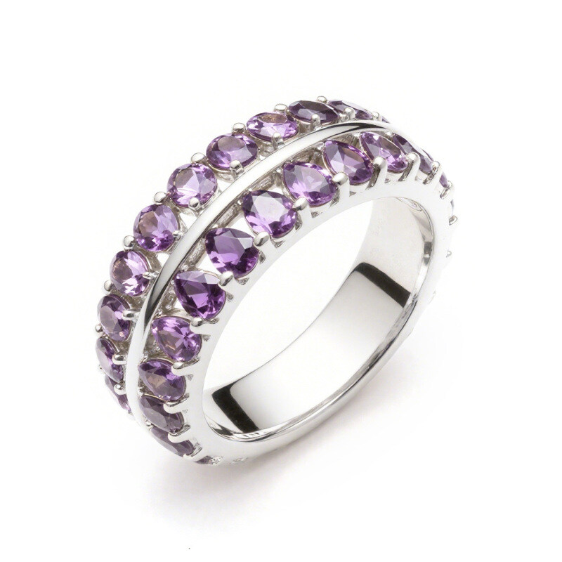 Anel de Ametista em Forma de Pera, Ouro Branco 14K-13