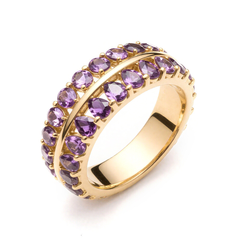 Bague en Or Blanc 14K avec Améthyste taillée en poire-2