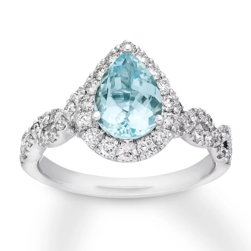 14K White Gold Pear Cut Custom Engagement Ring Gemstone Rings-1