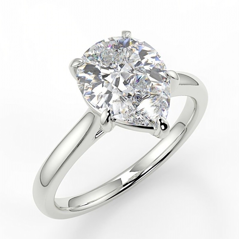 Bague de fiançailles en or blanc 14K avec diamant moissanite taillé en poire-1