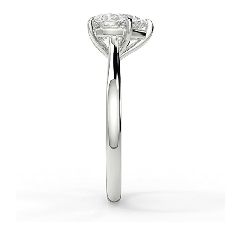 Bague de fiançailles en or blanc 14K avec diamant moissanite taillé en poire-4
