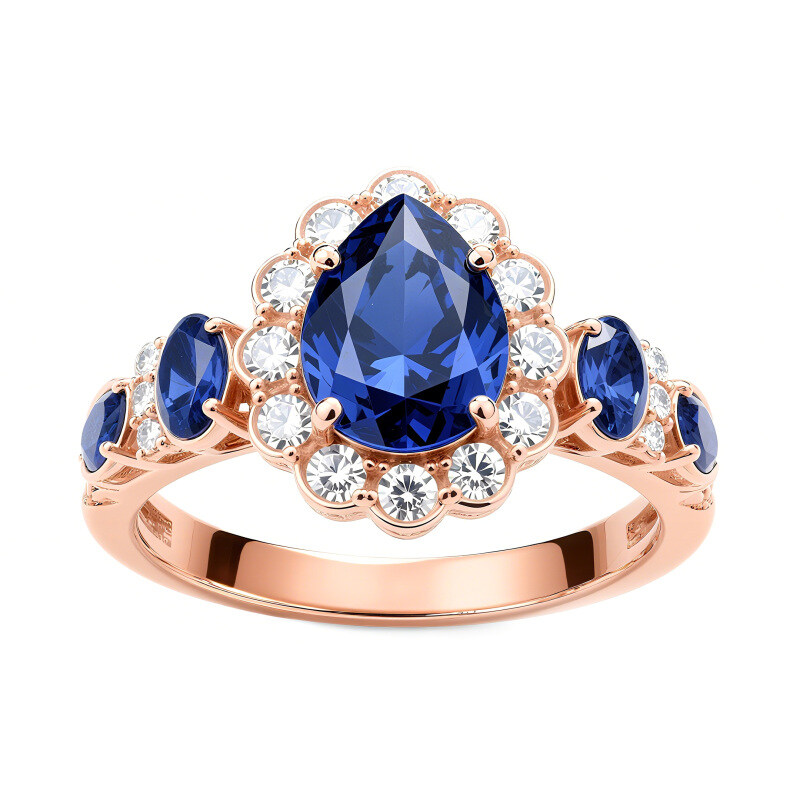 14K Weißgold-Birnen-Saphir-Verlobungsring-2
