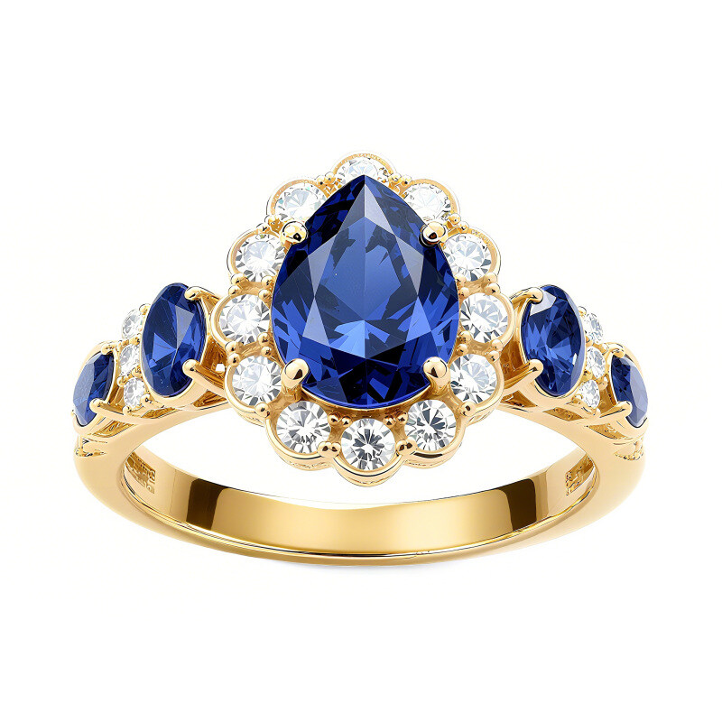 14K Weißgold-Birnen-Saphir-Verlobungsring-3