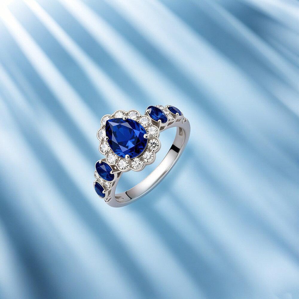 14K Weißgold-Birnen-Saphir-Verlobungsring-5
