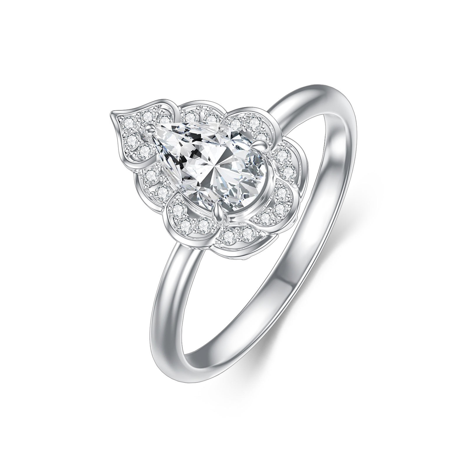 14K White Gold Pear… - image