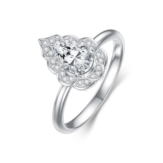 Bague de mariage en forme de goutte de moissanite en forme de poire en or blanc 14 carats-1